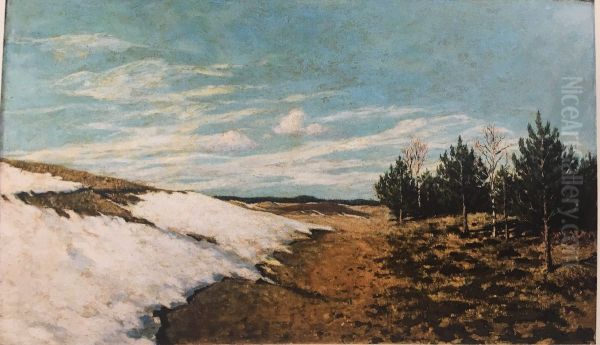Landscape with pines and snow Oil Painting by Stanislaw Ignacy Witkiewicz