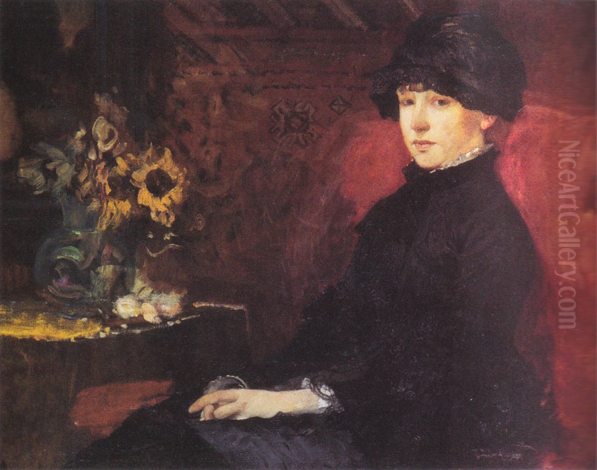 Portrait of Nicoline Peterssen. Oil Painting by Eilif Peterssen