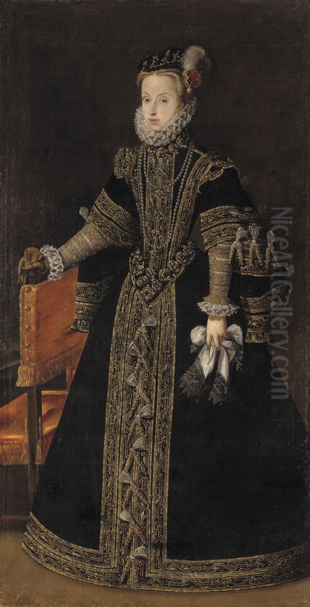 Archduchess Anna Maria (1549-1580),Anna of Austria, Queen of Spain. Oil Painting by Alonso Sanchez Coello