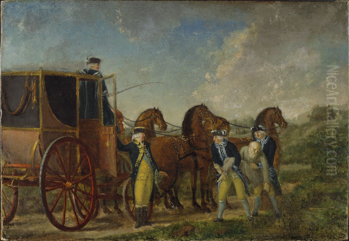 Konung Adolf Fredrik (1710-1771) vid Loka Brunn 1762 Oil Painting by Pehr Hillestrom