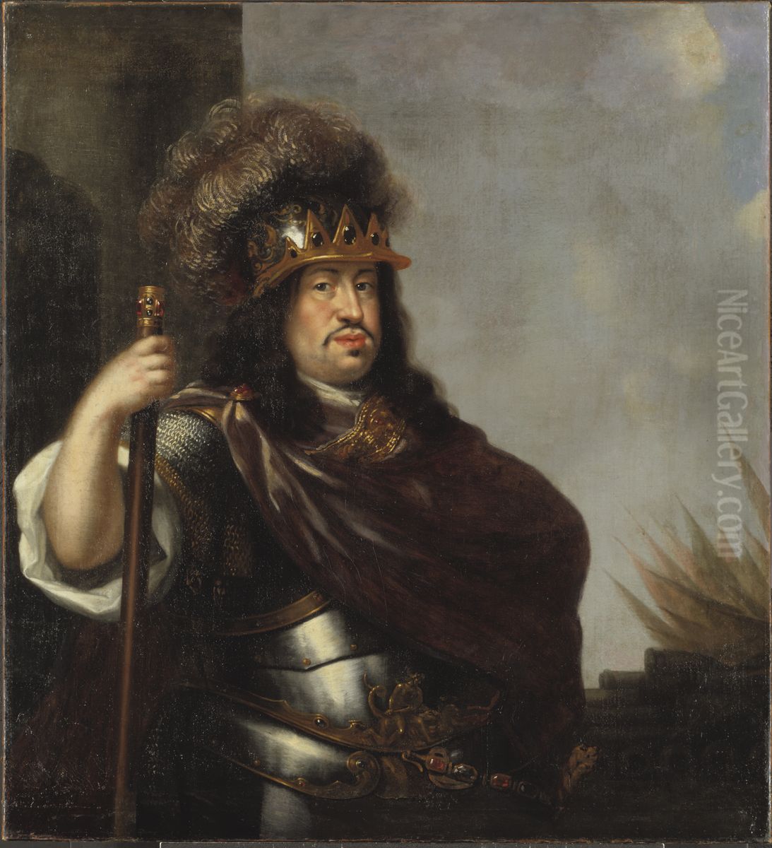King Charles X Gustavus Oil Painting by David Klocker Ehrenstrahl