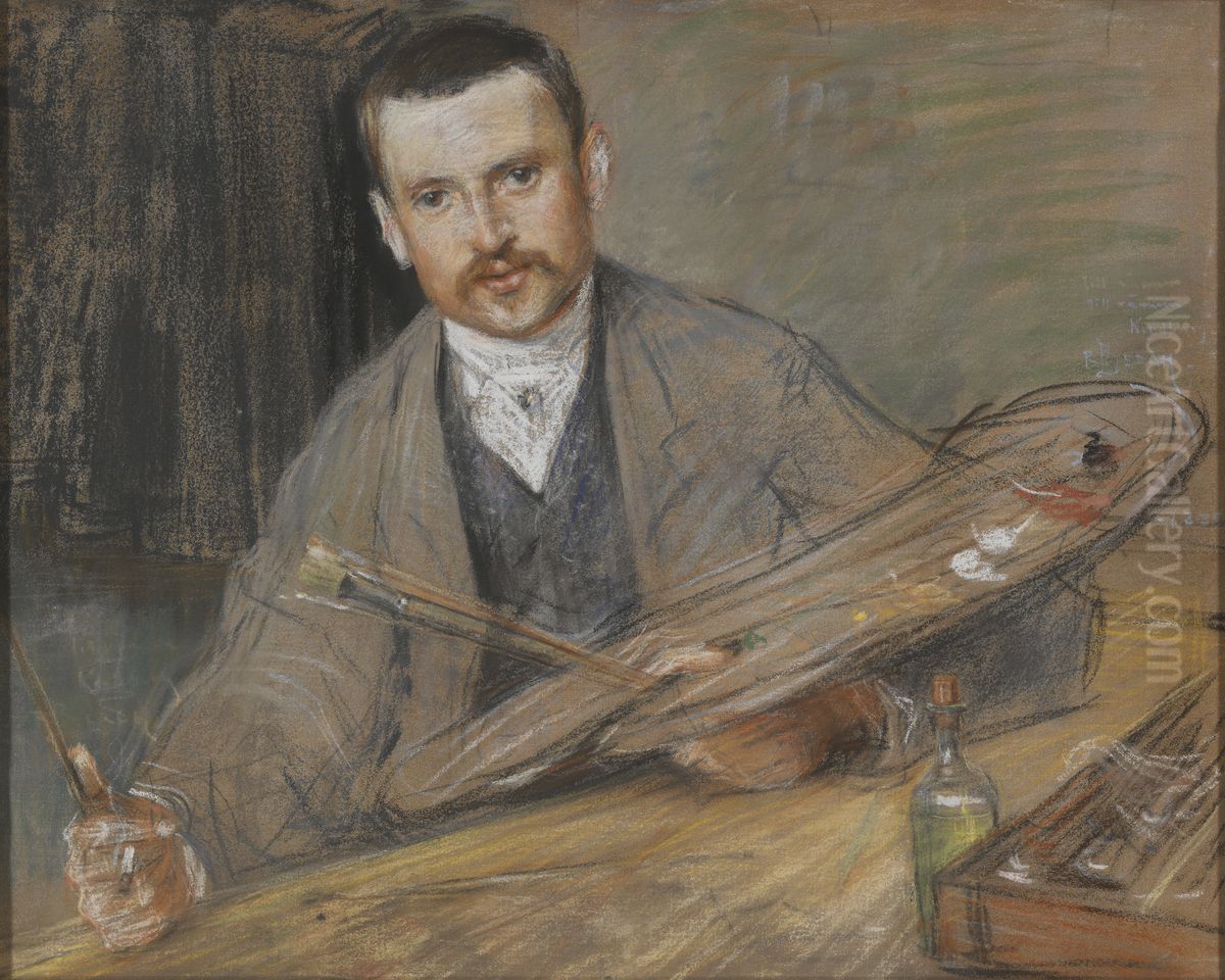 Johan Kindborg, 1861-1907, konstnar, gift med tragravoren Emy Edman Oil Painting by Richard Bergh