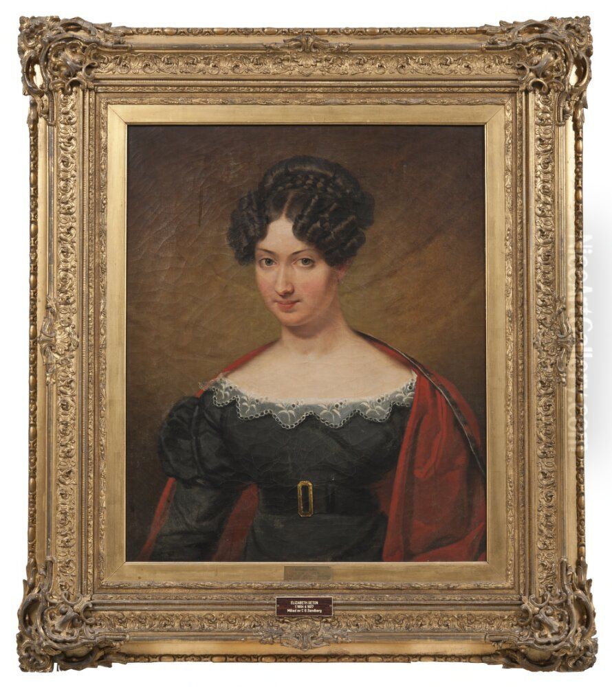 Elizabeth Seton (1804-1827), stiftsjungfru, sondotter till Alexander Baron Seton Oil Painting by Johan Gustaf Sandberg