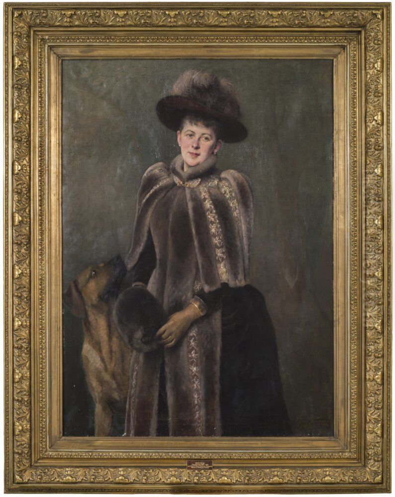 Beate Rosencrantz (1855-1925), g.m. Patrick Baron Seton Oil Painting by Hildegard Thorell