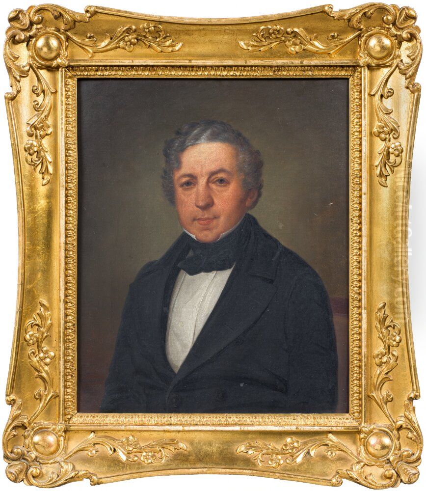Julius Geber (1816-1876), wholesale dealer, banker, married to Hilda Philipson Oil Painting by Carl Vilhelm Nordgren