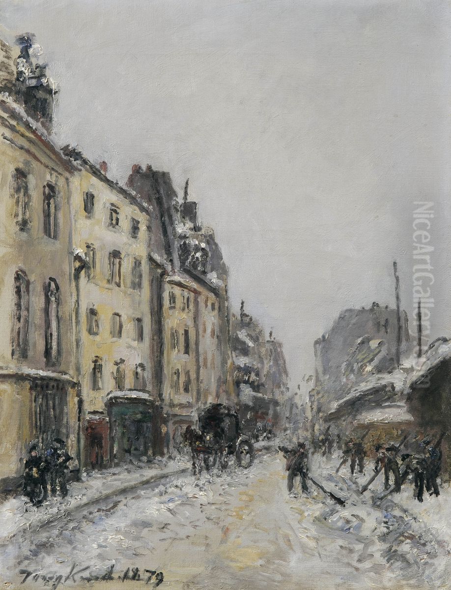 Rue du Faubourg-Saint-Jacques in Paris Oil Painting by Johan Jongkind
