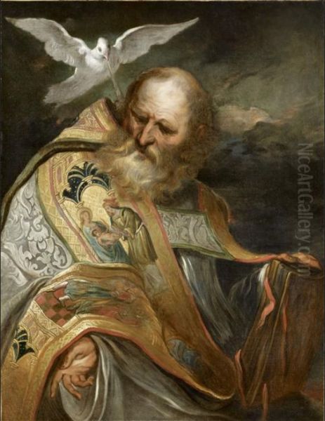 St Gregory Oil Painting by Lucas Franchoys the Younger
