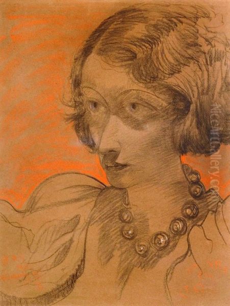 Portret Janiny Turowskiej-Leszczynskiej Oil Painting by Stanislaw Ignacy Witkiewicz