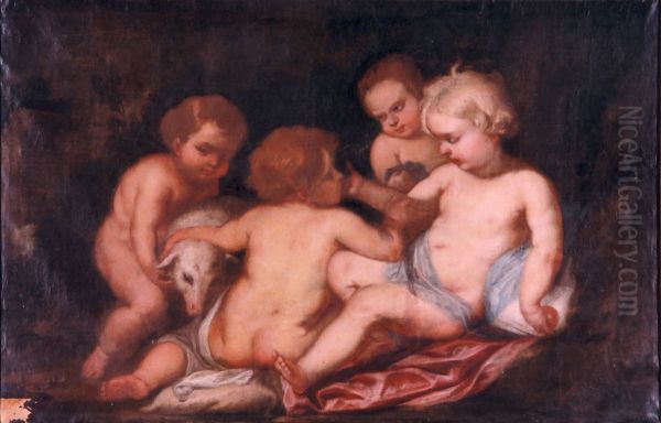 Bacanal con ninos Oil Painting by Jose Antolinez