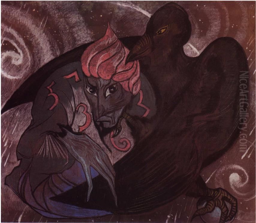 Algorab in the raven Oil Painting by Stanislaw Ignacy Witkiewicz (Witkacy)