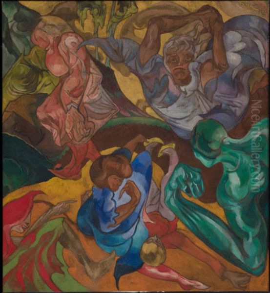 Ogolne zamieszanie Oil Painting by Stanislaw Ignacy Witkiewicz