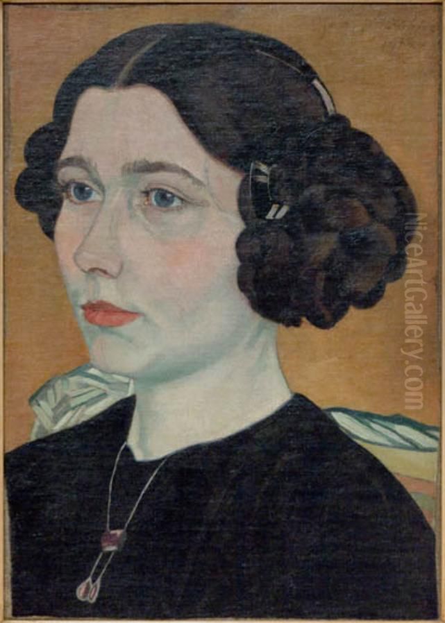 Portrait of Gabriela Czarnocka - Berezowska Oil Painting by Stanislaw Ignacy Witkiewicz (Witkacy)