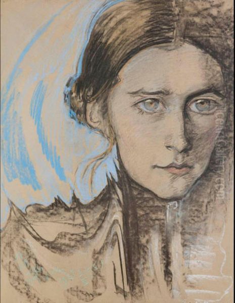 Portrait of Krystyna Glogowska, May portrait Oil Painting by Stanislaw Ignacy Witkiewicz