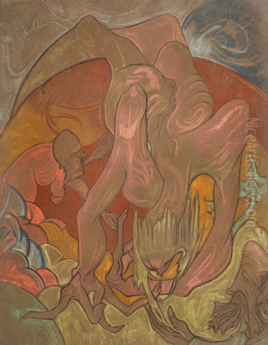 Composition Oil Painting by Stanislaw Ignacy Witkiewicz (Witkacy) Composition Oil Painting by Stanislaw Ignacy Witkiewicz (Witkacy)