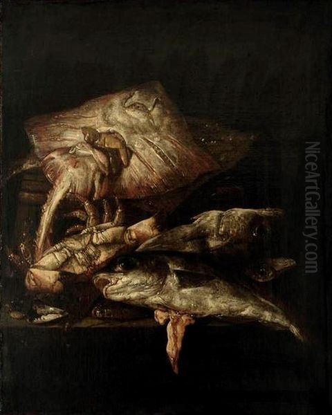 Nature morte de poissons Oil Painting by Abraham Van Beijeren