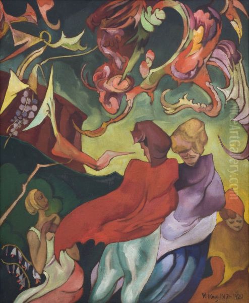 Kompozycja z postaciami kobiecymi Oil Painting by Stanislaw Ignacy Witkiewicz