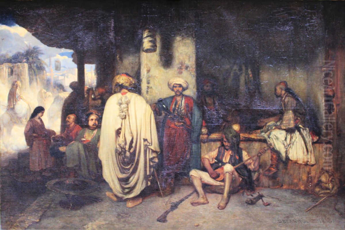 Un corps de garde turc sur la route de Smyrne a Magnesie Oil Painting by Alexandre-Gabriel Decamps