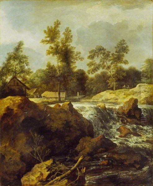 Landscape with Waterfall Oil Painting by Allaert van Everdingen