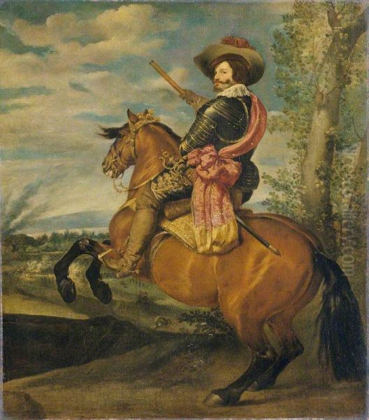 The Conde Duque de Olivares on a Chestnut Horse Oil Painting by Diego Velazquez