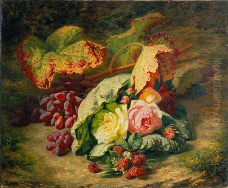 Flowers and Fruit Oil Painting by Simon Saint-Jean