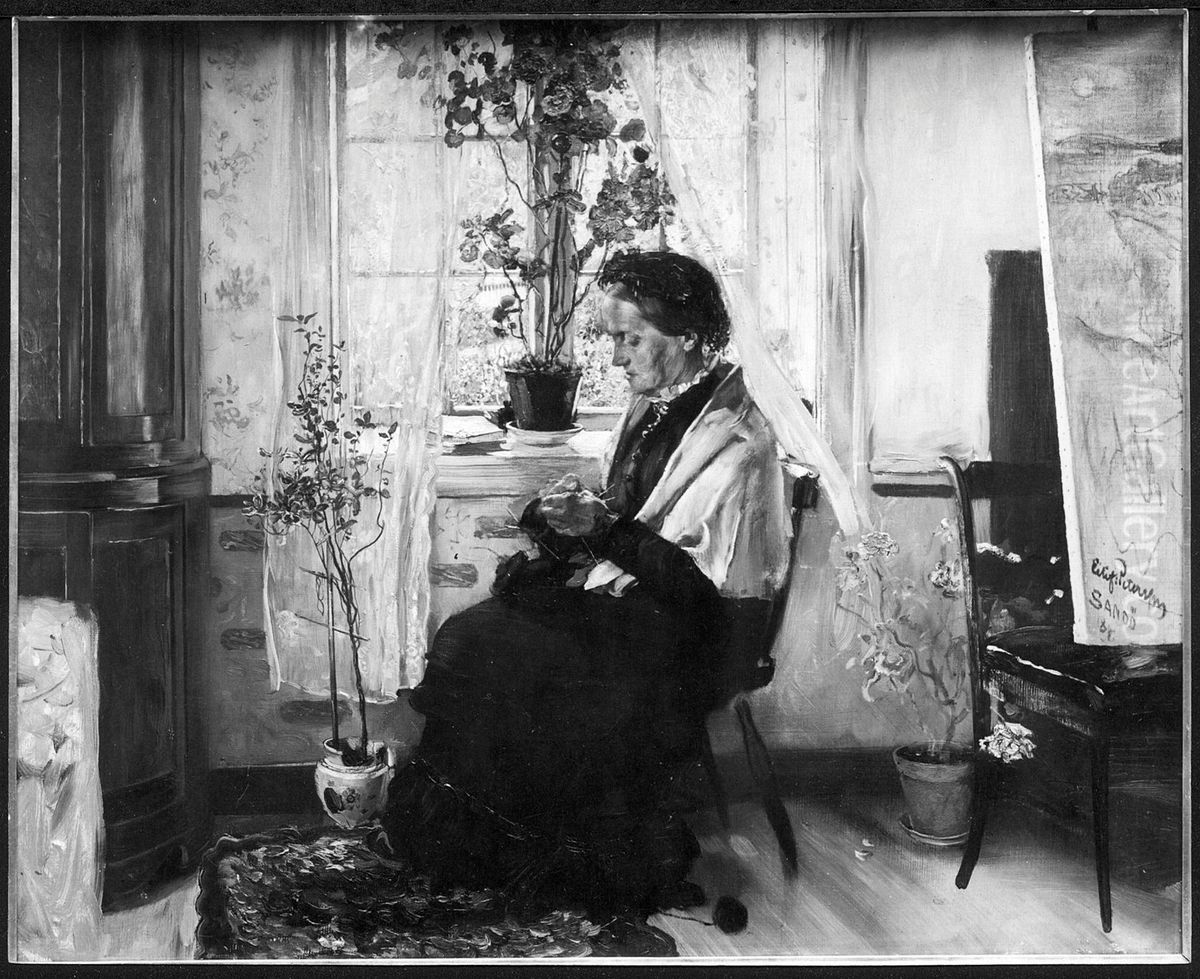 Kunstnerens mor Oil Painting by Eilif Peterssen