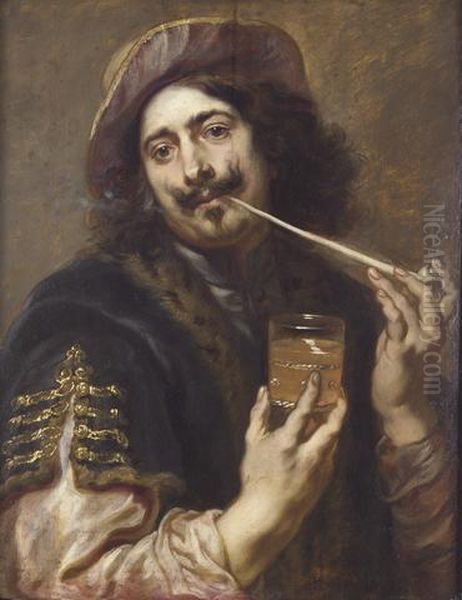 Portrait of a gentleman, said to be Adriaen Brouwer Oil Painting by Jan Cossiers