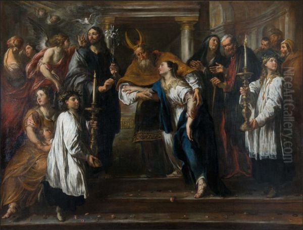 Le Mariage de la Vierge Oil Painting by Jan Cossiers