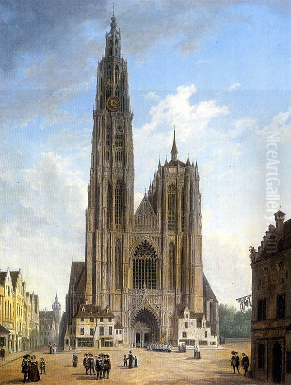 The Cathedral of Antwerp Oil Painting by Domenico Quaglio the Younger