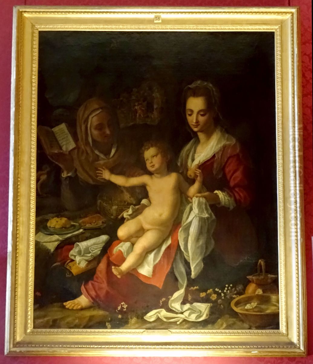 La Vierge a l'Enfant avec sainte Elisabeth Oil Painting by Alessandro Allori