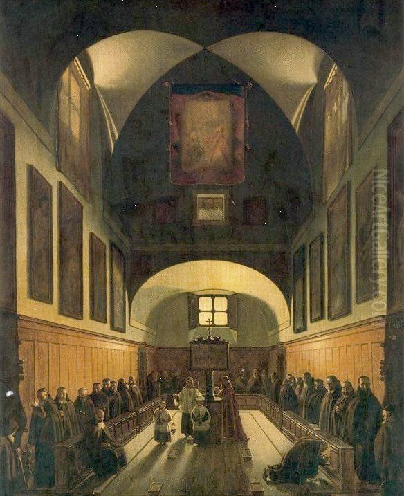 The Choir in the Capuchin Church on the Piazza Barberini, Rome Oil Painting by Francois Marius Granet