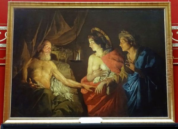 Sarah presentant Agar a Abraham Oil Painting by Matthias Stom