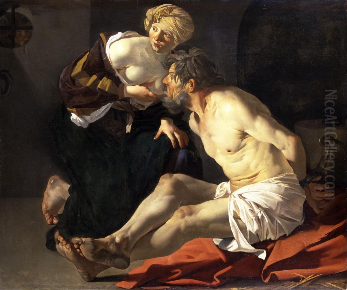 Roman Charity, Cimon and Pero Oil Painting by Dirck Van Baburen