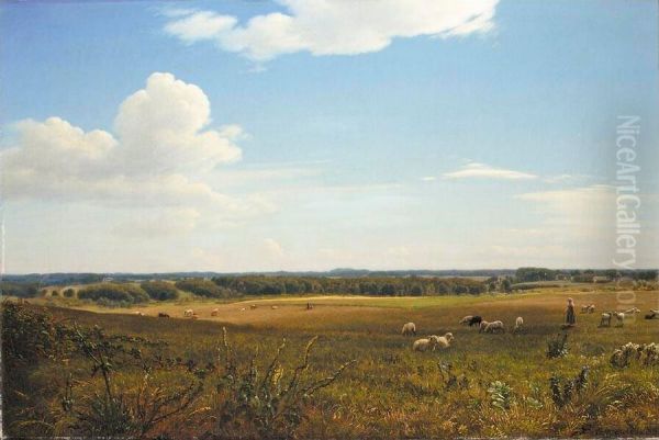 Sensommer landskab. Oil Painting by P. C. Skovgaard