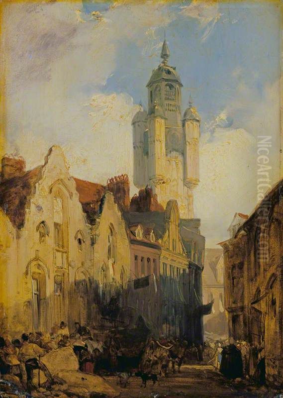 Market Day Oil Painting by Richard Parkes Bonington
