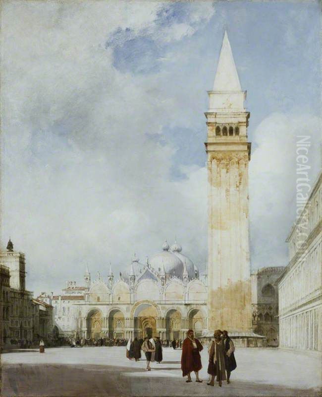the Piazza San Marco Oil Painting by Richard Parkes Bonington