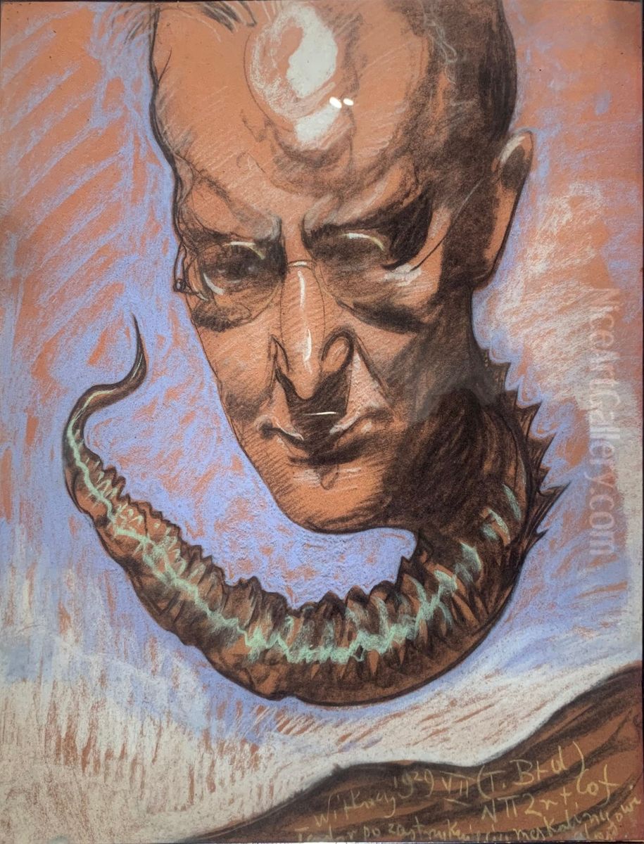 Portrait of Teodor Bialynicki-Birula, with tail flying Oil Painting by Stanislaw Ignacy Witkiewicz (Witkacy)