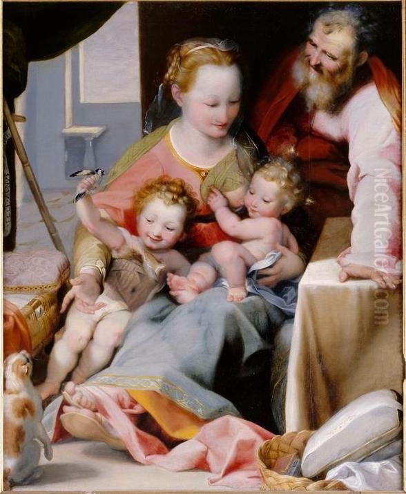 Saint Famille au chat Oil Painting by Federico Barocci