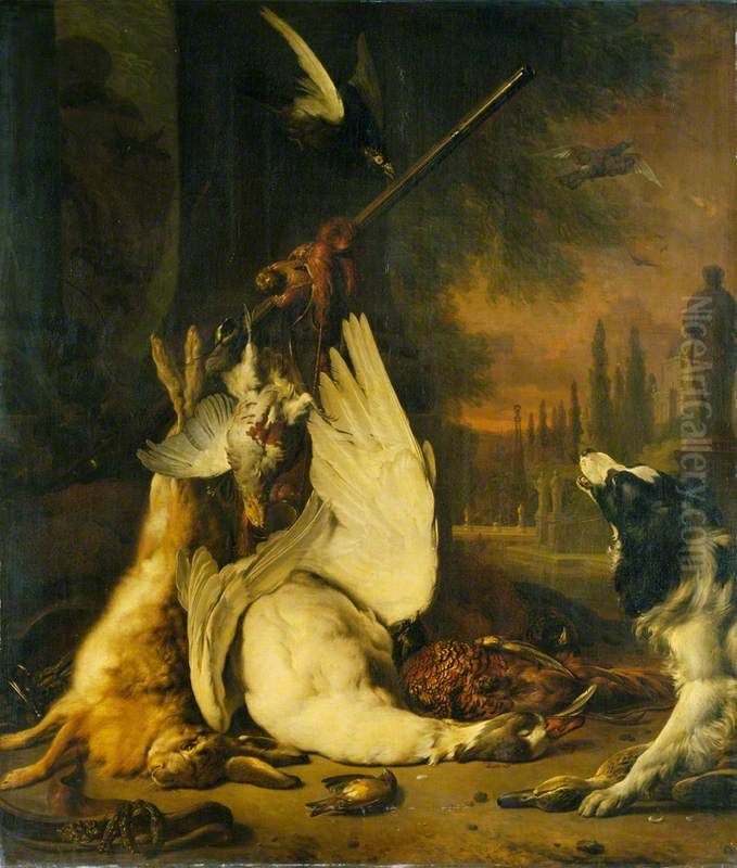 Dead Game and a Springer Spaniel Oil Painting by Jan Weenix