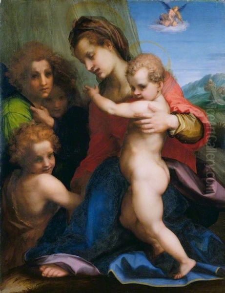 The Virgin and Child with the Infant Baptist Oil Painting by Andrea Del Sarto