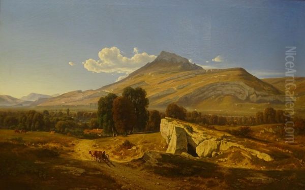 Paysage - Vue prise a Saint-Egreve Oil Painting by Jean Achard