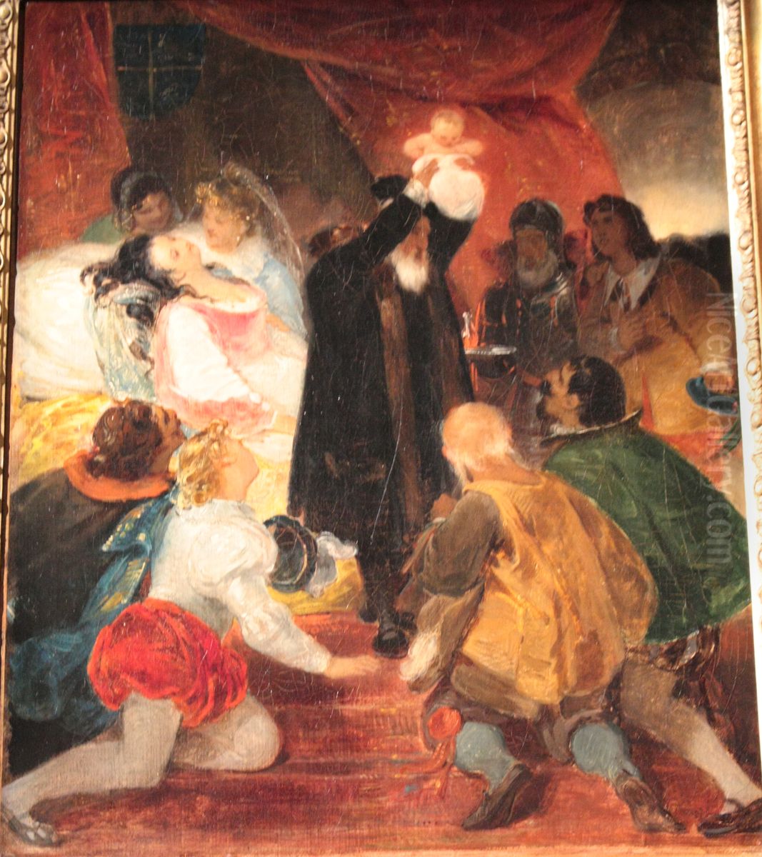 The Birth of Henry IV Oil Painting by Eugene Francois Marie Joseph Deveria
