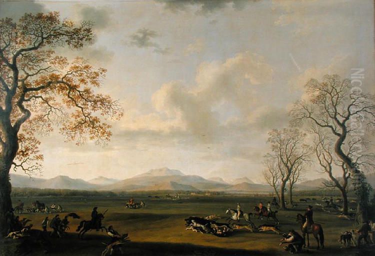 Ferdinand Ier chassant le sanglier a Carditello Oil Painting by Jacob Philipp Hackert