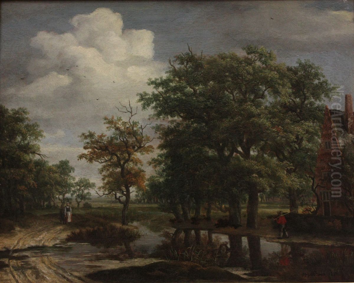 Paysage Oil Painting by Meindert Hobbema