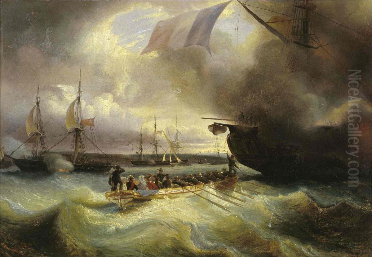 Le roi Louis-Philippe en rade de Cherbourg, 3 septembre 1833 Oil Painting by Theodore Gudin