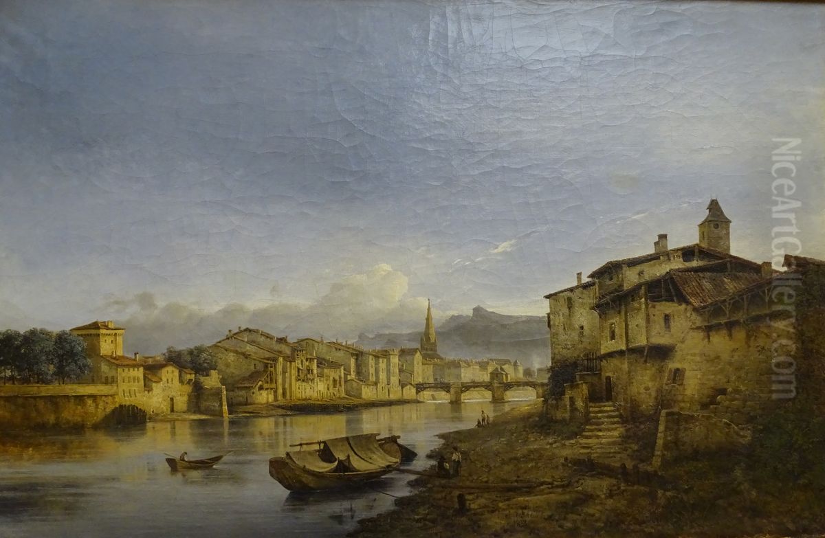 Vue de Grenoble prise de l'ancienne Porte Saint-Laurent Oil Painting by Jean Achard