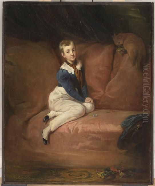 Portrait du Duc de Montpensier a l'age de sept ans Oil Painting by Joseph-Nicolas Robert-Fleury