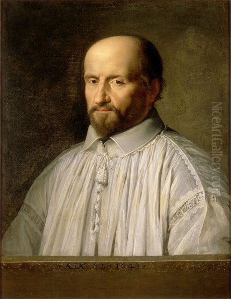 Portrait de Jean Duvergier de Hauranne, abbe de Saint-Cyran Oil Painting by Philippe de Champaigne