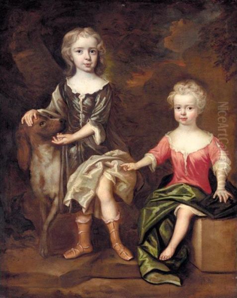 Portrait Of Two Children Oil Painting by Robert Byng