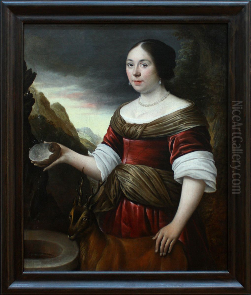 Portrait de femme en granida Oil Painting by Anthonie Palamedesz.