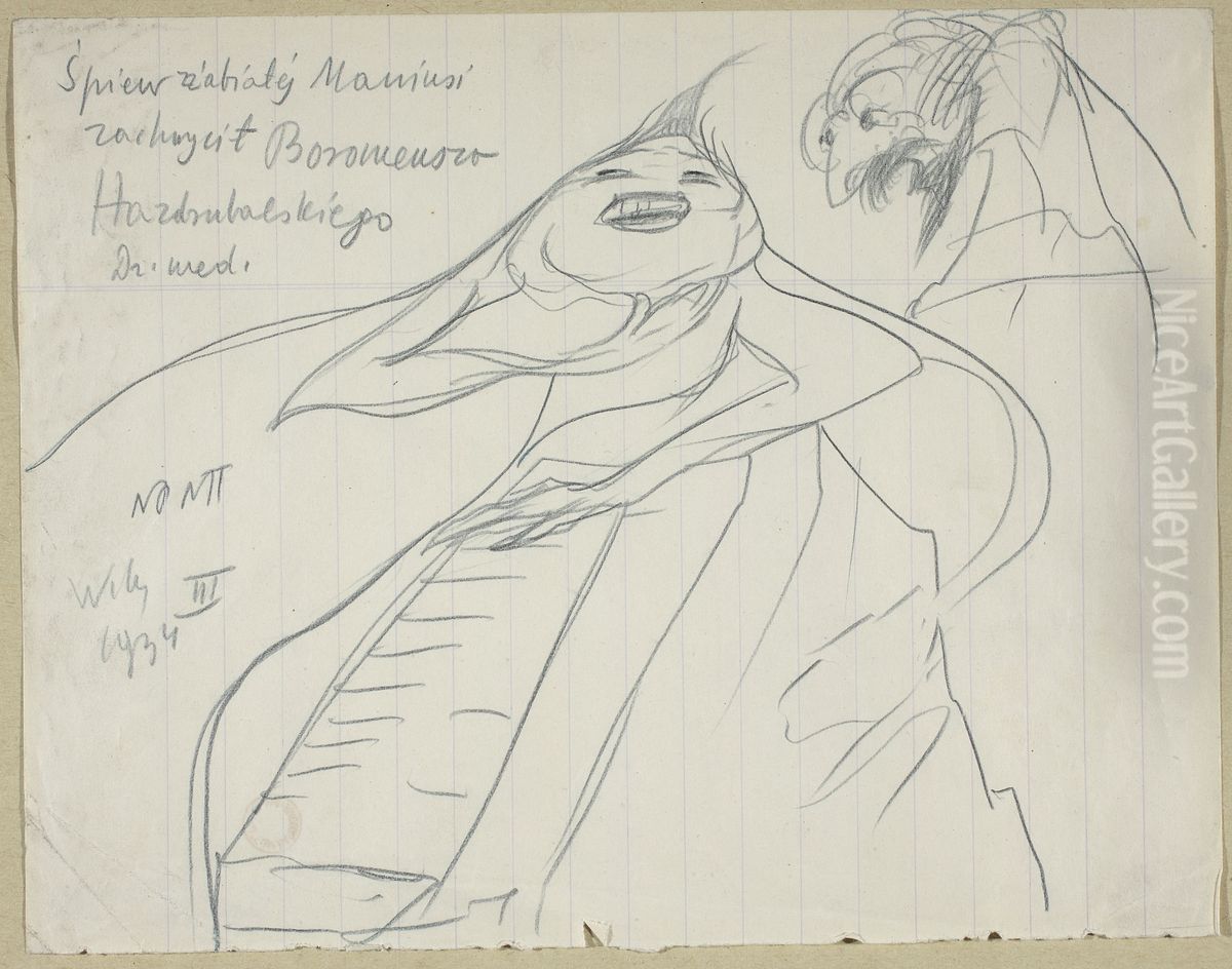 The singing of the frog-like Maniusia Oil Painting by Stanislaw Ignacy Witkiewicz (Witkacy)